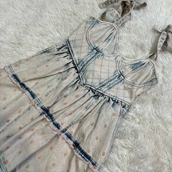 LoveShackFancy Dorna Dress Acid Wash Pink Mini Ruffle - Picture 7 of 9